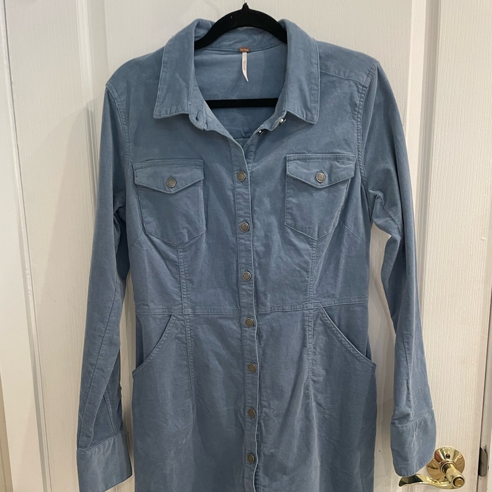 Free People Dusty Blue Ribbed Top